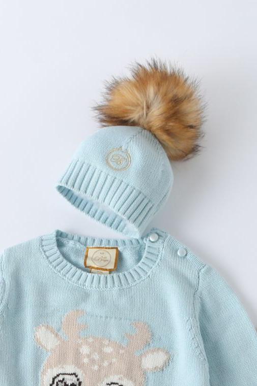 Bebé Biagio Hodeplagg Oh Deer - Lue - Blå