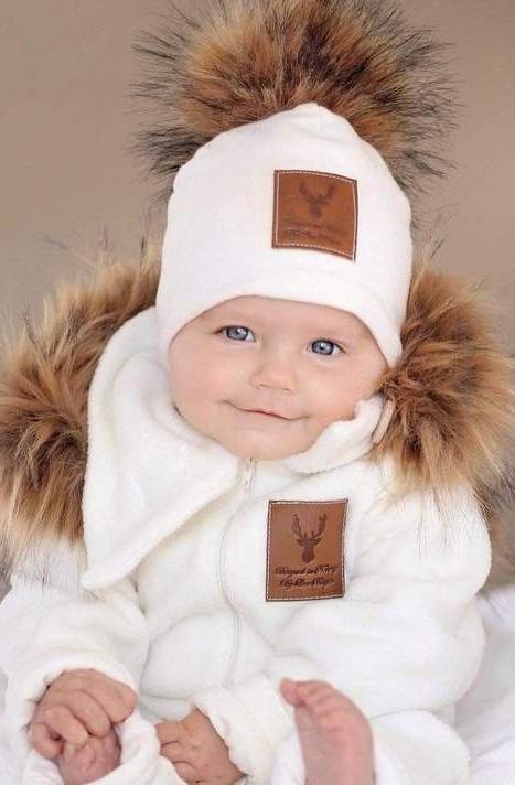 Bebé Biagio Norge Fleece lue med fuskedusk Offwhite